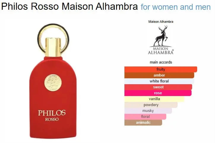 Philos Rosso Perfume Woman 100ml Edp For Her Maison Alhambra De Parfum Spray Unisex