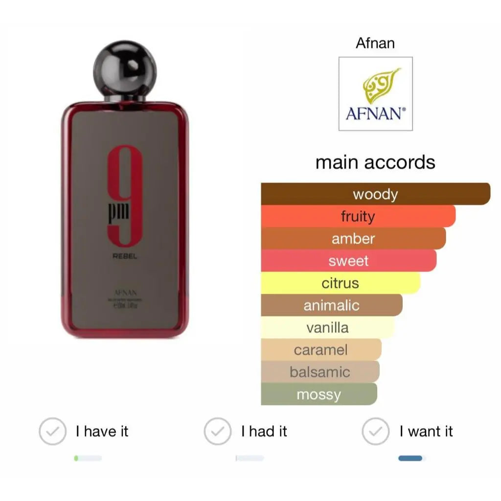 9 PM Rebel Afnan Perfumes Aromatic Sweet of afnan 9pm Rebel - Sham Perfume Store Perfume