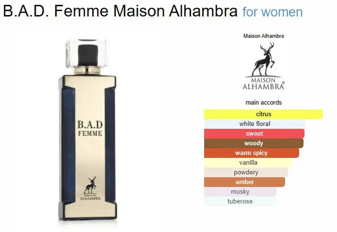 B.A.D. Femme Perfume Woman Edp BAD FEMME Maison Alhambra 100ml Her Good For GirlSham Perfume Store