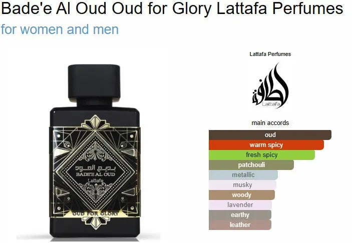 Bade'e Al Oud Oud for Glory 100ml Badee Lattafa Perfumes for women and men Product vendor Sham Perfume Store EDP Perfume