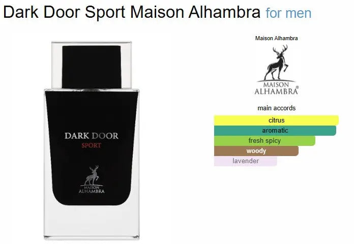 Dark Door Sport Perfume 100ml Edp Maison Alhambra Homme Sport Men Perfume Bottle Fragrance DesignerSham Perfume Store