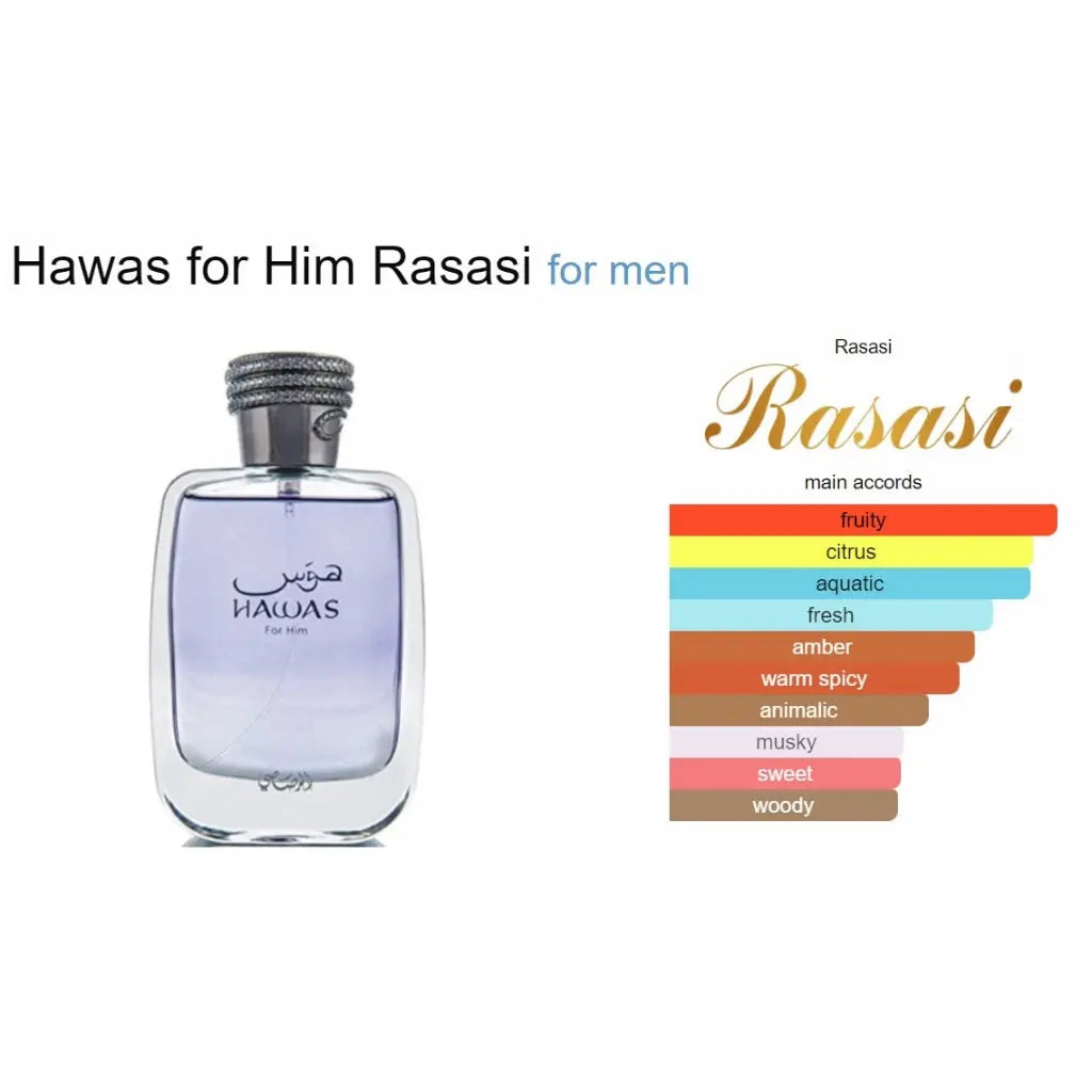 Hawas Ice For Men EDP 100 ML Rasasi Embrace Your Style Rasasi Hawas Perfume For Men Rasasi Ice EDP-Hawas 100 ml-Ice Product vendor Sham Perfume Store EDP Perfume
