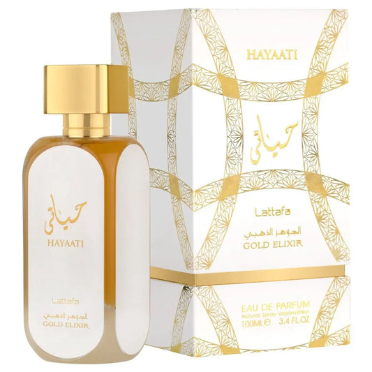Hayaati Gold Elixir Lattafa Perfumes  100 ml for women and men Premium Collection Million & The One Twist - Sham Perfume Store Perfume