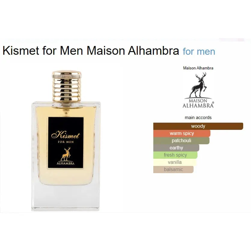 Kismet For Men Perfume Maison Alhambra 100ml Man EDP For Him Oriental Extra Lasting FragrancesSham Perfume Store