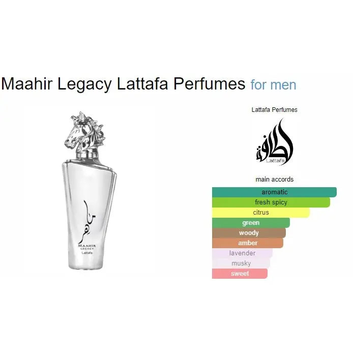 Lattafa Maahirr Legacy Eau de Parfum Spray for Men LATTAFA Maahir Legacy Fragrance 100ml Man Legacy - Sham Perfume Store Perfume