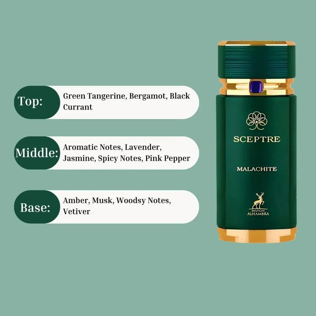 Malachite EDP Sceptre Alhambra  Spray 100ML Maison Alhambra | Long Lasting & Luxurious Fragrance.-Malachite EDP 100ml - Sham Perfume Store Perfume