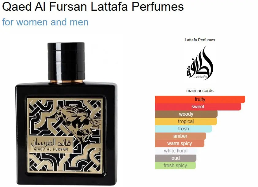 Qaed Al Fursan perfume lattafa 90 ml EDP unisex - Sham Perfume Store Perfume