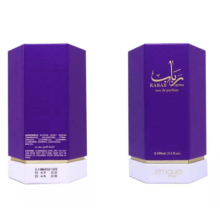 Rabab Gems Zimaya Afnan Original 100 ML Women Men Afnan Perfume EDP Zimaya Rabab Gems Zimaya Purple-Rabab Gems 100ml - Sham Perfume Store Perfume
