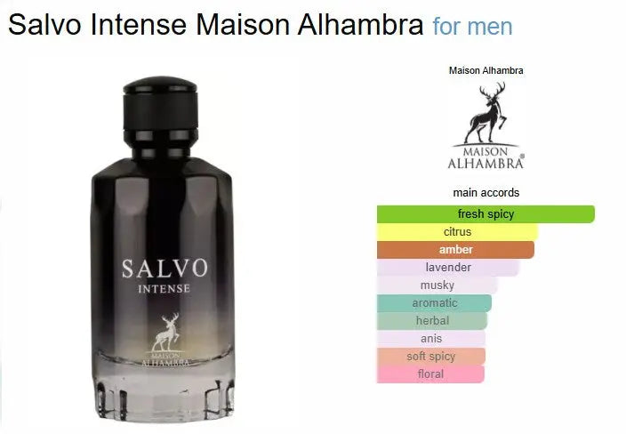 Salvo Intense Perfume Maison Alhambra Eau De Parfum For Him Spray 100mlSham Perfume Store